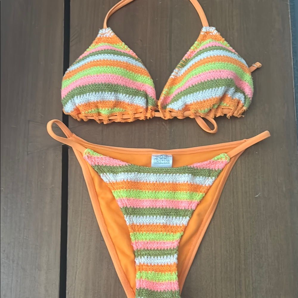 Wild Fable Multicolor Crochet Bikini Top